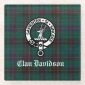 Clan Davidson Crest Badge en Tartan Glazen Onderzetter (Voorkant)