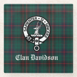Clan Davidson Crest Badge en Tartan Glazen Onderzetter