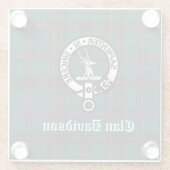 Clan Davidson Crest Badge en Tartan Glazen Onderzetter (Achterkant)