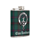 Clan Davidson Crest Badge en Tartan Heupfles (Rechts)