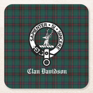 Clan Davidson Crest Badge en Tartan Kartonnen Onderzetters