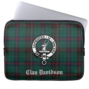 Clan Davidson Crest Badge en Tartan Laptop Sleeve