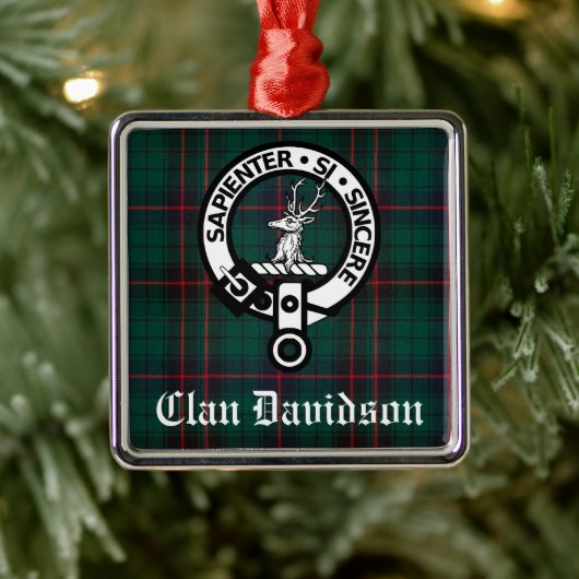Clan Davidson Crest Badge en Tartan  Metalen Ornament (Boom)