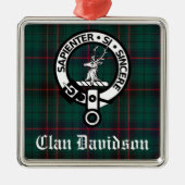 Clan Davidson Crest Badge en Tartan  Metalen Ornament (Voorkant)