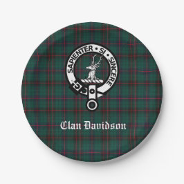 Clan Davidson Crest Badge en Tartan Papieren Bordje