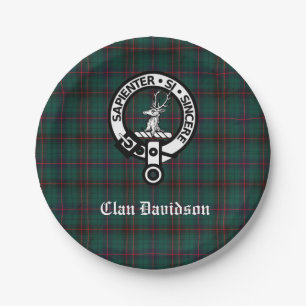 Clan Davidson Crest Badge en Tartan  Papieren Bordje