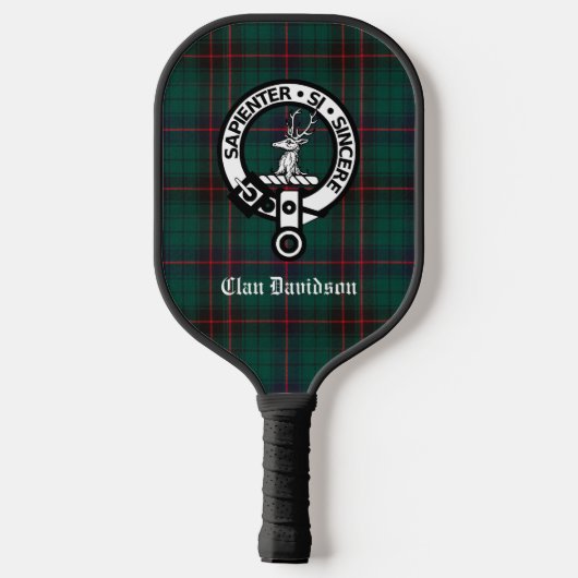 Clan Davidson Crest Badge en Tartan Pickleball Paddle (Achterkant)