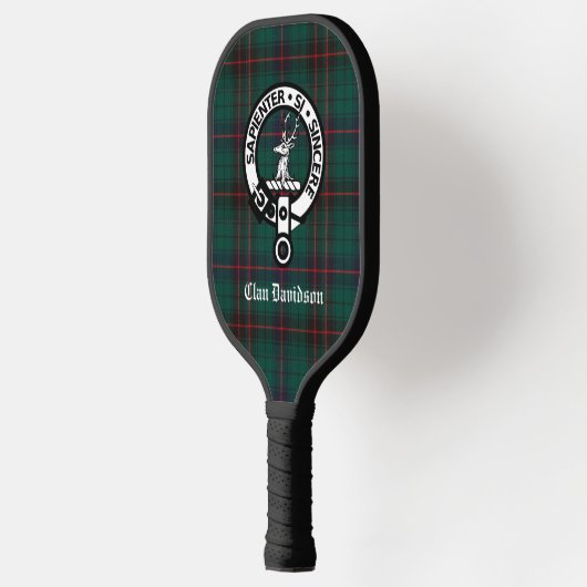 Clan Davidson Crest Badge en Tartan Pickleball Paddle (Links)