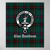 Clan Davidson Crest Badge en Tartan Poster (Voorkant)