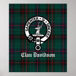 Clan Davidson Crest Badge en Tartan Poster