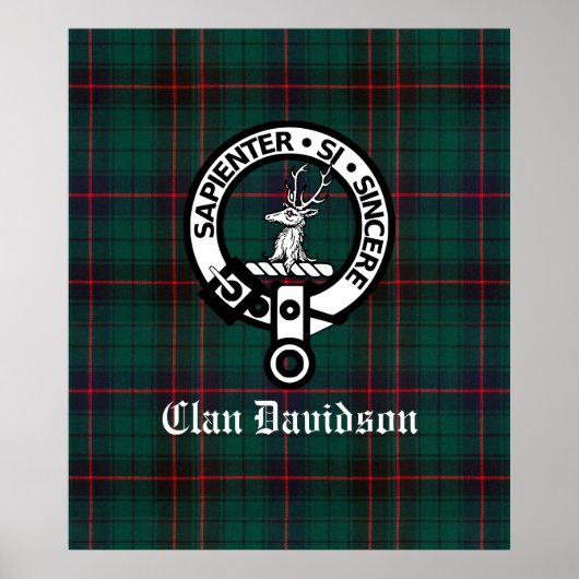 Clan Davidson Crest Badge en Tartan Poster (Voorkant)