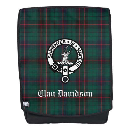 Clan Davidson Crest Badge en tartan Rugtassen (Voorkant)