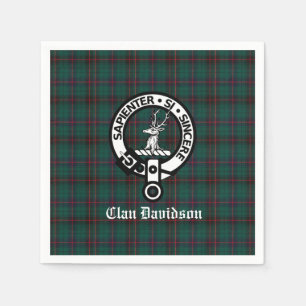 Clan Davidson Crest Badge en Tartan Servet