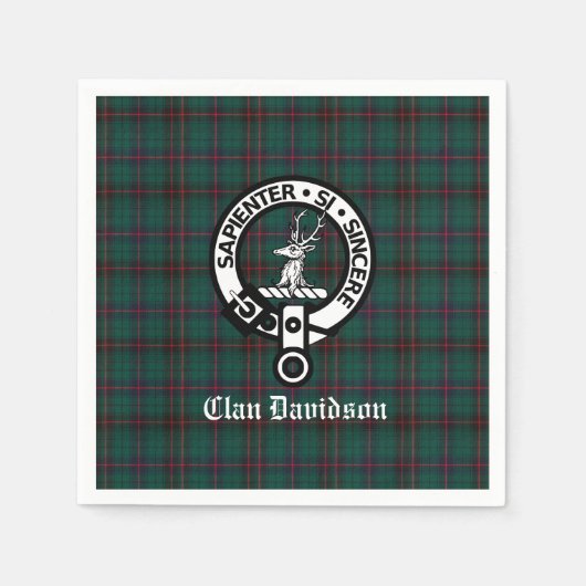 Clan Davidson Crest Badge en Tartan Servet (Voorkant)