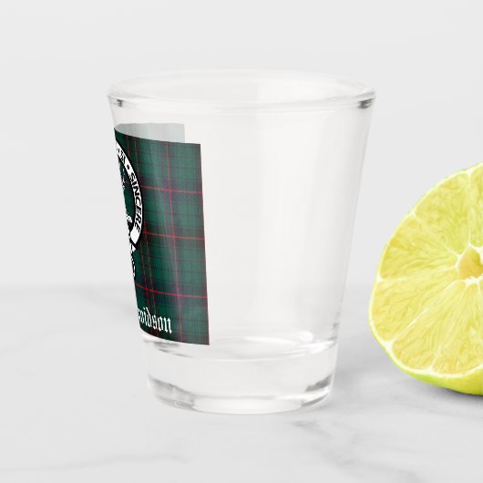 Clan Davidson Crest Badge en Tartan  Shot Glas (Rechts)