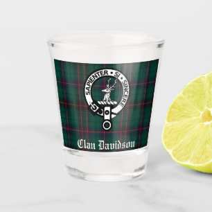 Clan Davidson Crest Badge en Tartan   Shot Glas