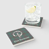 Clan Davidson Crest Badge en Tartan Stenen Onderzetter (Zijkant)