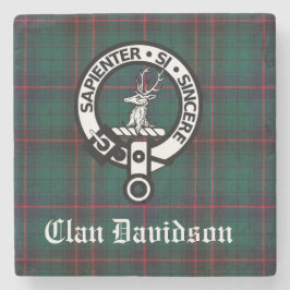 Clan Davidson Crest Badge en Tartan Stenen Onderzetter