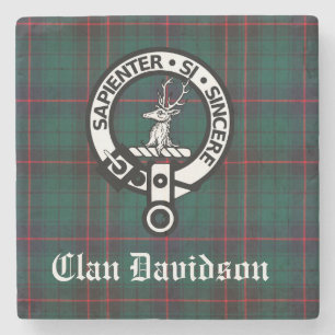 Clan Davidson Crest Badge en Tartan Stenen Onderzetter