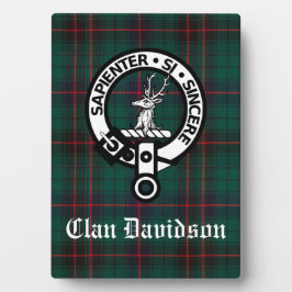 Clan Davidson Crest Badge en Tartan Tabletop Fotoplaat
