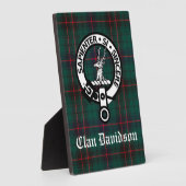 Clan Davidson Crest Badge en Tartan Tabletop Fotoplaat (Zijkant)