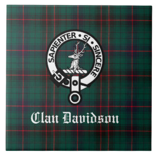 Clan Davidson Crest Badge en Tartan Tegeltje