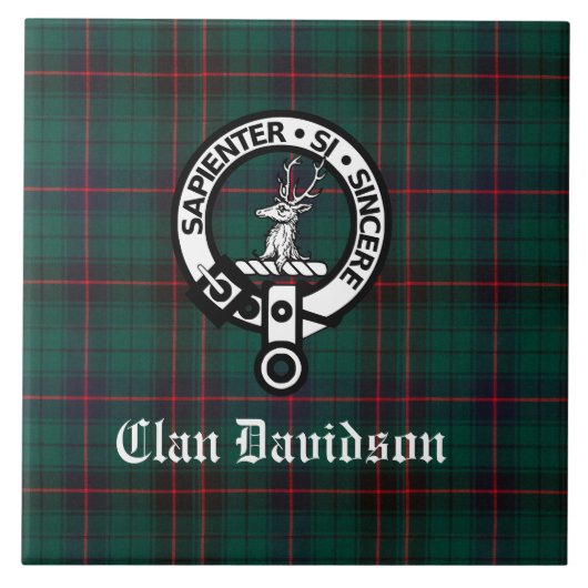 Clan Davidson Crest Badge en Tartan Tegeltje (Voorkant)