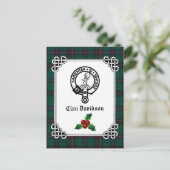 Clan Davidson Crest Badge & Tartan Holiday Briefkaart (Staand voorkant)