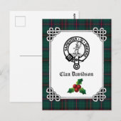 Clan Davidson Crest Badge & Tartan Holiday Briefkaart (Voorkant / Achterkant)