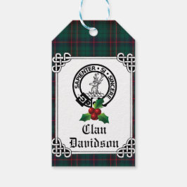 Clan Davidson Crest Badge & Tartan Holiday Cadeaulabel