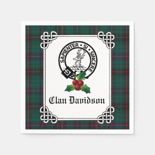 Clan Davidson Crest Badge & Tartan Holiday Servet (Voorkant)