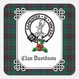 Clan Davidson Crest Badge & Tartan Holiday Vierkante Sticker
