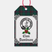 Clan Davidson Crest Badge & Tartan Vakantie Cadeaulabel (Voorkant)