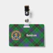 Clan Davidson Crest over Tartan Badge (Voorkant met clip)