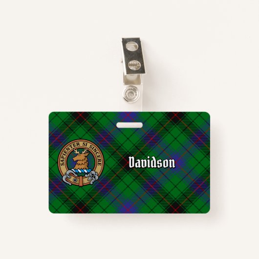 Clan Davidson Crest over Tartan Badge (Voorkant met clip)