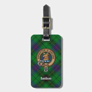 Clan Davidson Crest over Tartan Bagagelabel