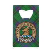 Clan Davidson Crest over Tartan Creditkaart Flessenopener (Voorkant)