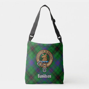 Clan Davidson Crest over Tartan Crossbody Tas