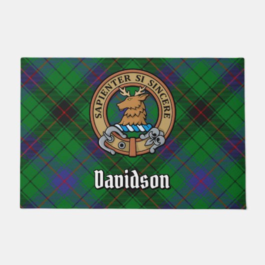 Clan Davidson Crest over Tartan Deurmat (Voorkant)