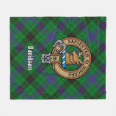 Clan Davidson Crest over Tartan Fleece Deken (Voorkant (Horizontaal))