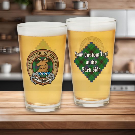 Clan Davidson Crest over Tartan Glas