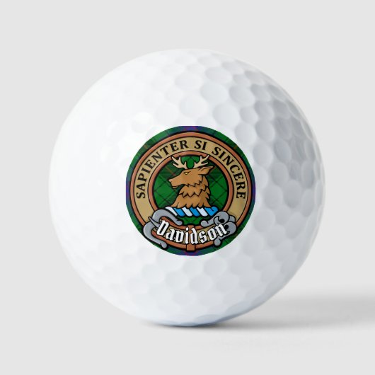 Clan Davidson Crest over Tartan Golfballen (Voorkant)