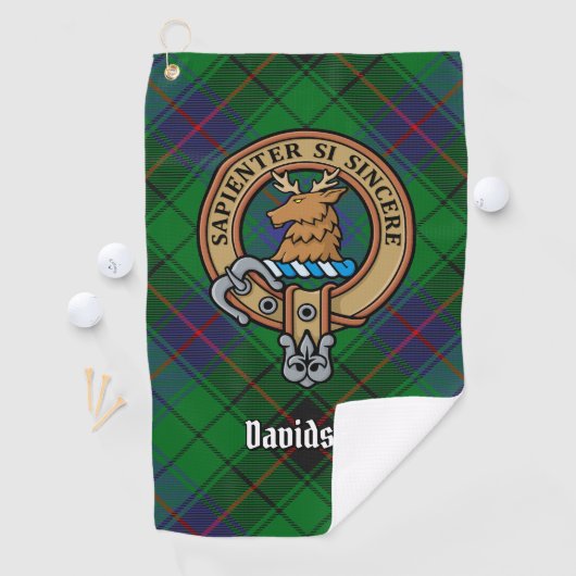 Clan Davidson Crest over Tartan Golfhanddoek (Insitu)