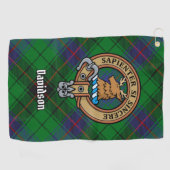 Clan Davidson Crest over Tartan Golfhanddoek (Horizontaal)