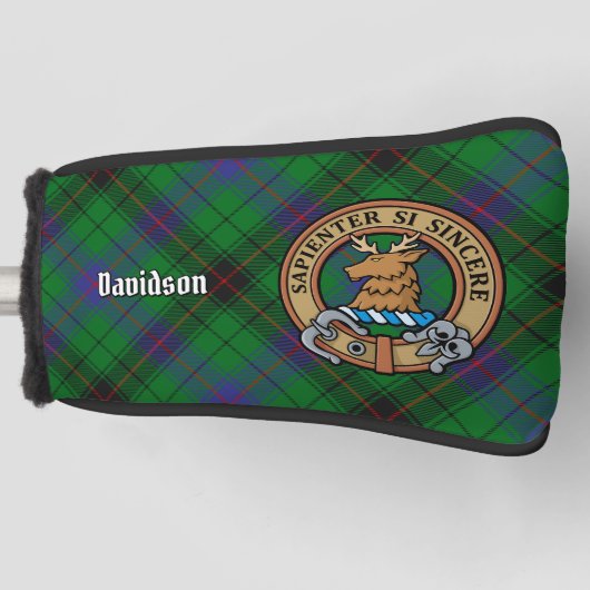 Clan Davidson Crest over Tartan Golfheadcover (Voorkant)