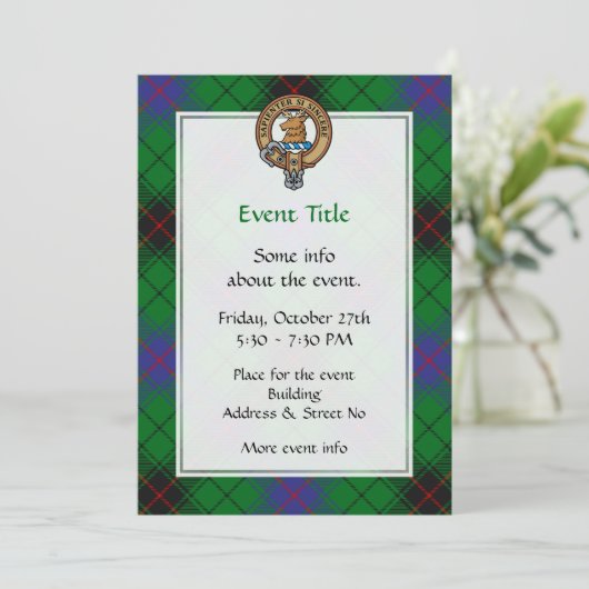 Clan Davidson Crest over Tartan Kaart (Staand voorkant)