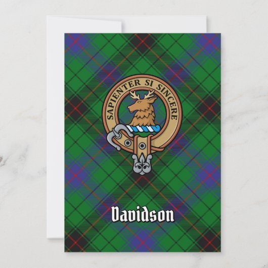 Clan Davidson Crest over Tartan Kaart (Achterkant)