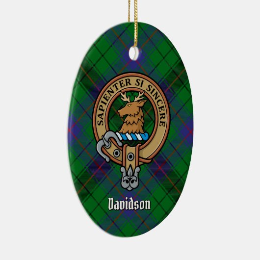Clan Davidson Crest over Tartan Keramisch Ornament (Rechts)