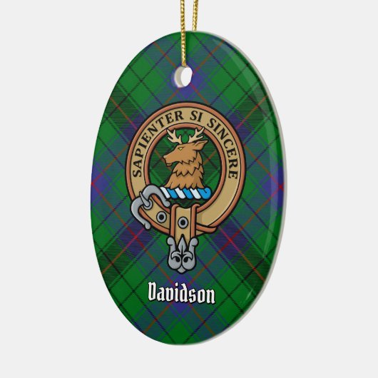 Clan Davidson Crest over Tartan Keramisch Ornament (Links)