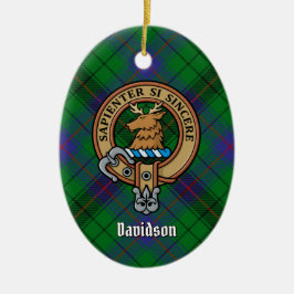 Clan Davidson Crest over Tartan Keramisch Ornament